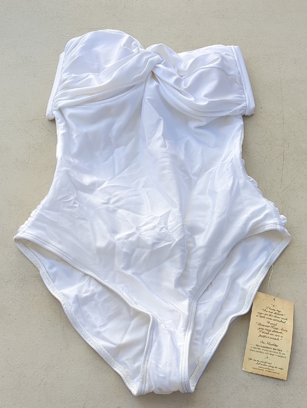 Nicolita White Strapless Twist-Detail One-Piece Swimsuit
